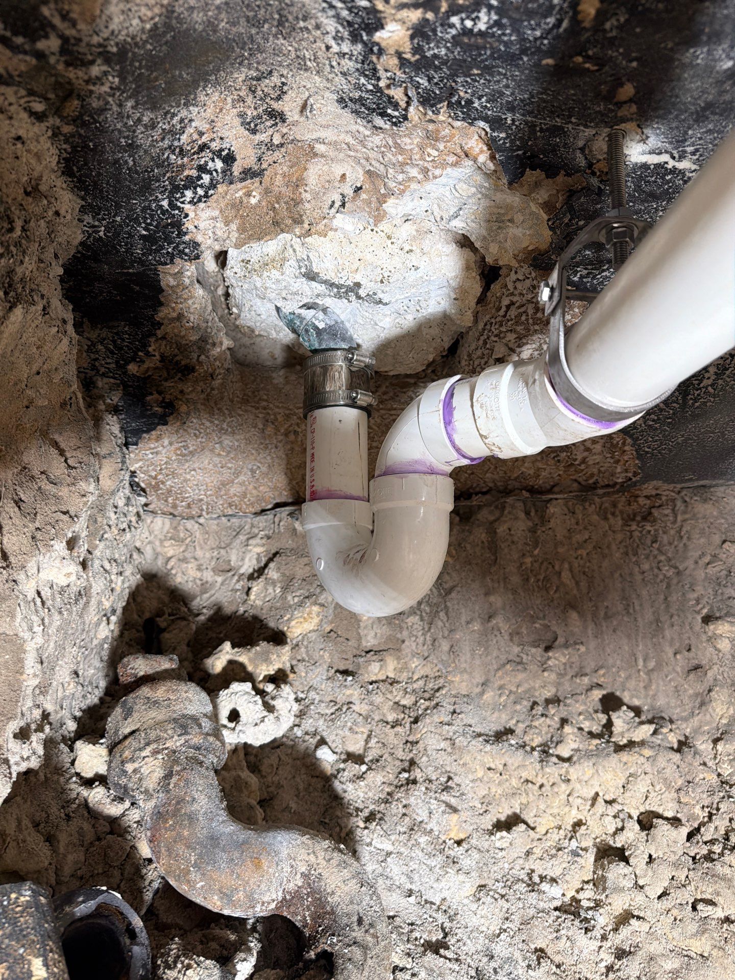 Cast Iron Replacement — North Corals, East Oakland Park — after: Access and egress to the Cast Iron Master Bathroom group, shower fixture P-trap and shower fixture branch drain beneath the slab replaced with PVC