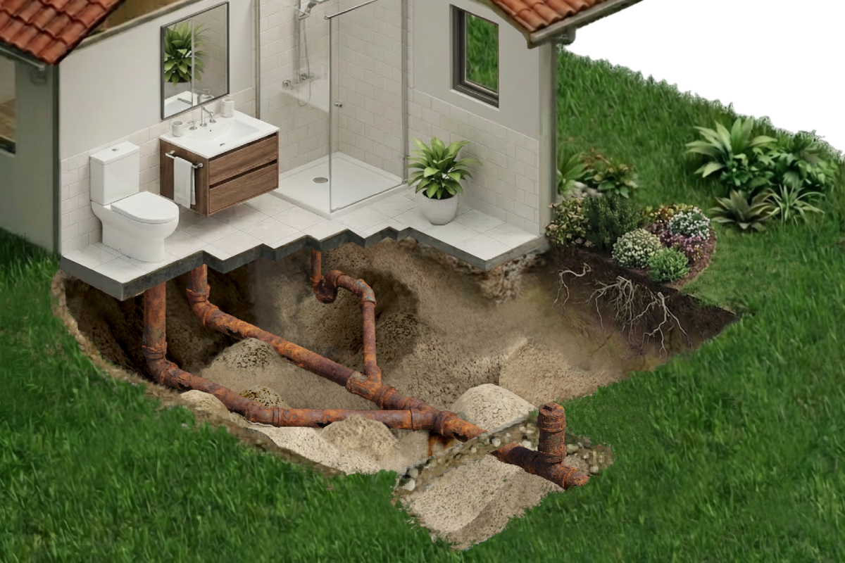 Cast Iron Pipe Replacement — before